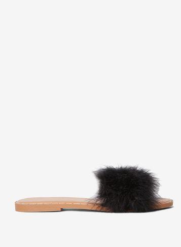 Dorothy Perkins Black 'fluffy' Mule Sandals