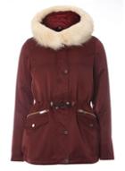 Dorothy Perkins Burgundy Hooded Detachable Fur Parka