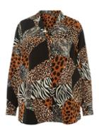 Dorothy Perkins *dp Curve Multi Coloured Leopard Mix Revere Shirt