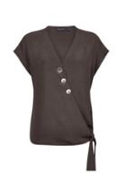 Dorothy Perkins Black Button Wrap Top