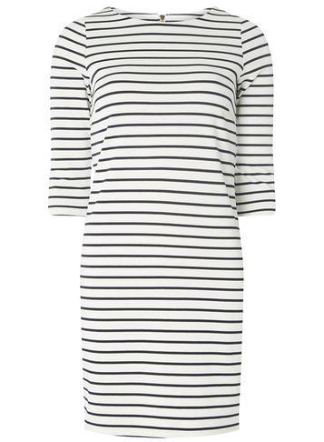 Dorothy Perkins *vila Navy And White 3/4 Sleeve Zip Shift Dress