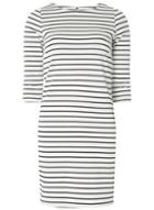Dorothy Perkins *vila Navy And White 3/4 Sleeve Zip Shift Dress