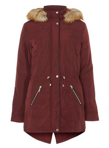 Dorothy Perkins *tall: Burgundy Pu Trim Parka