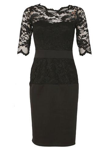 Dorothy Perkins *fever Fish Black Lace Scallop Bodycon Dress