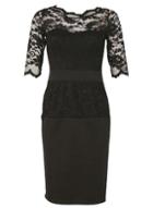 Dorothy Perkins *fever Fish Black Lace Scallop Bodycon Dress