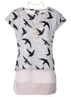 *izabel London Grey Swallow Print T-shirt