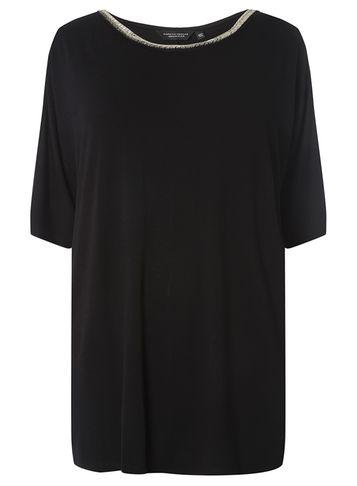 Dorothy Perkins Dp Curve Black Embellished Neck Top