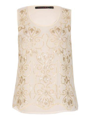 Dorothy Perkins *tenki Cream Embroidery Party Top