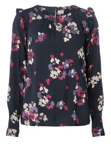 Dorothy Perkins *vila Navy Floral Print Blouse