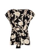 Dorothy Perkins Black Floral Print Tie Front Top