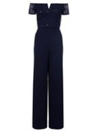 Dorothy Perkins *quiz Navy Sequin Bardot Jumpsuit