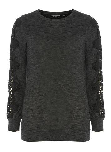 Dorothy Perkins Charcoal Lace Insert Sweat Top
