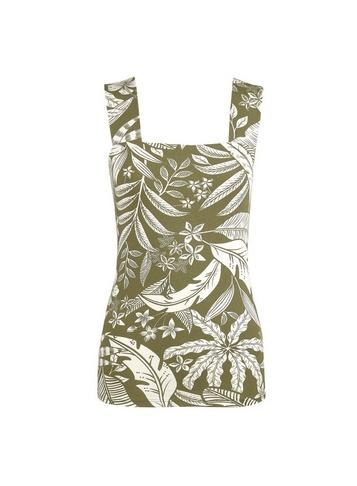Dorothy Perkins Khaki Leaf Print Square Neck Vest