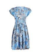 *billie & Blossom Blue Button Front Fit And Flare Dress