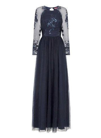 Dorothy Perkins *chi Chi London Navy Sequined Maxi Dress