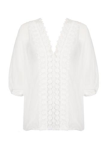 Dorothy Perkins *quiz Cream Batwing Crochet Back Top