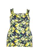 Dorothy Perkins *dp Curve Navy Lemon Print Square Neck Top