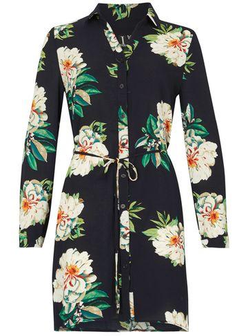 Dorothy Perkins *izabel London Navy Floral Print Shirt Dress
