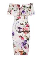 Dorothy Perkins *girls On Film White Floral Ruffle Bodycon Bardot Dress
