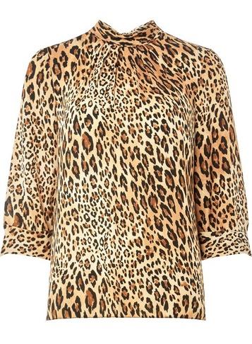 Dorothy Perkins Multi Colour Leopard Print Tie Back Sleeve Top