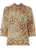 Dorothy Perkins Multi Colour Leopard Print Tie Back Sleeve Top