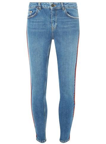 Dorothy Perkins Blue And Red Side Striped Jeans