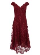 *quiz Wine Lace Embroidered Dress