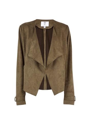Dorothy Perkins *tall Khaki Suede Waterfall Jacket