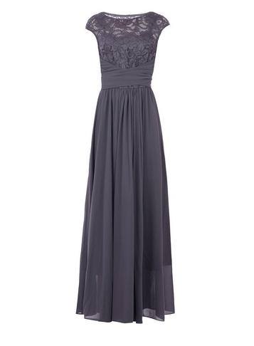 *jolie Moi Dark Grey Lace Maxi Dress