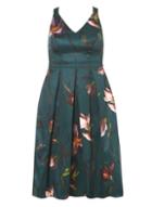 Dorothy Perkins Petite Green Floral Satin Prom Dress