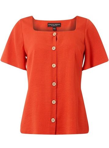 Dorothy Perkins Rust Button Square Neck Shirt