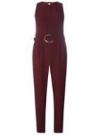 Dorothy Perkins Burgundy Crepe D-ring Jumpsuit