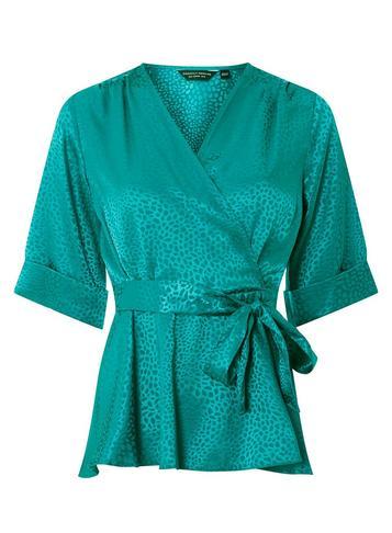 Dorothy Perkins Teal Jacquard Wrap Top