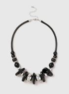 Dorothy Perkins Black And Silver Beaded Resin Collar Necklace