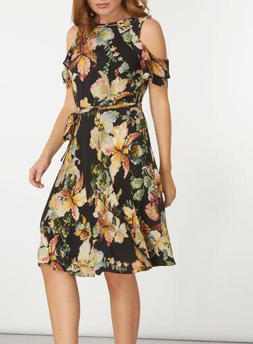 Dorothy Perkins Cold Shoulder Fit & Flare Dress