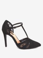 Dorothy Perkins Black 'gazed' T-bar Point Court Shoes