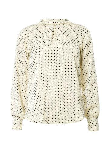 Dorothy Perkins Cream Spotted Shirred Cuff Top