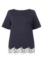 Dorothy Perkins Dp Curve Navy Lace Hem T-shirt