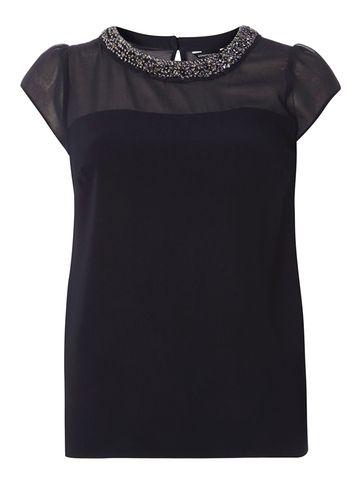 Dorothy Perkins Navy Embellished Top