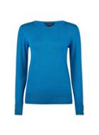 Dorothy Perkins Turquoise Button Cuff Crew Neck Jumper