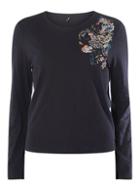 Dorothy Perkins *only Navy Floral Embroidered Top