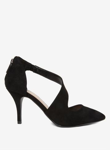 Dorothy Perkins Wide Fit Black Microfibre Ella Court Shoes