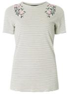 Dorothy Perkins *tall White Stripe Embroidered T-shirt