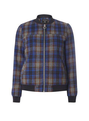Dorothy Perkins Navy Check Bomber Jacket