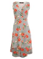 *tenki Black V-neck Floral Print Skater Dress