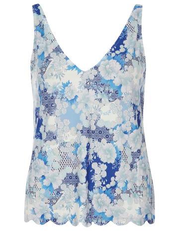 Dorothy Perkins Blue Patchwork Scallop Vest Top