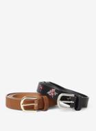 Dorothy Perkins 2 Pack Black And Tan Floral Detail Belts