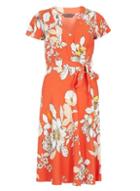 Dorothy Perkins Orange Floral Wrap Dress