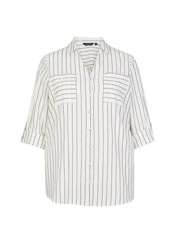 Dorothy Perkins *dp Curve Black And White Stripe Print Linen Shirt