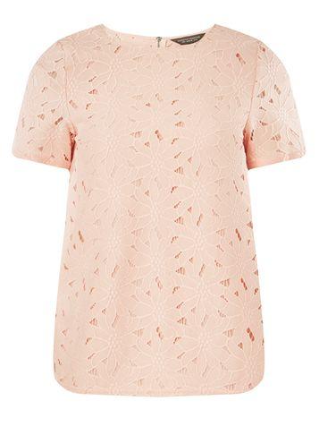 Dorothy Perkins Blush Lace Short Sleeve Top